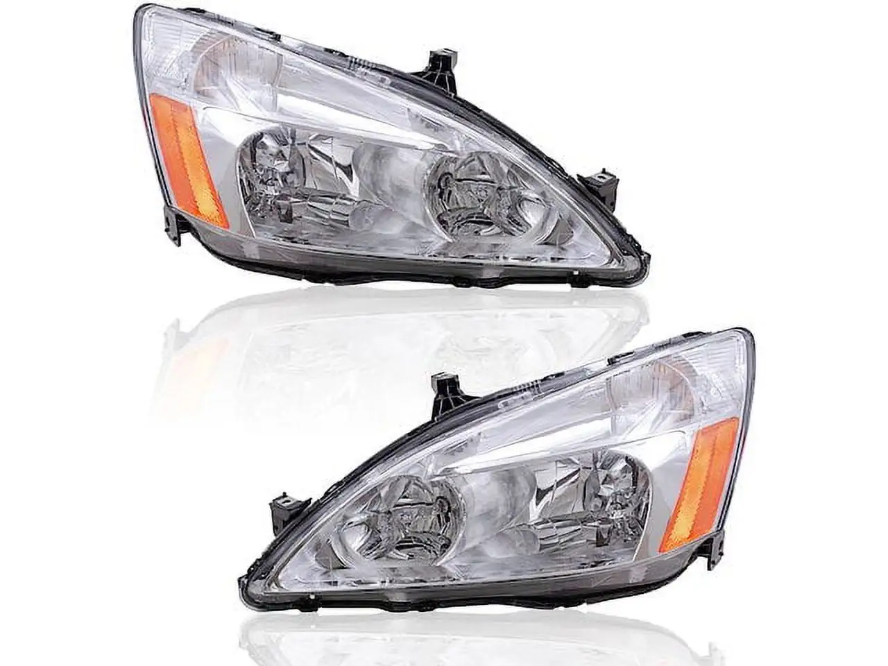 Halogen Headlight Assembly - Set of 2 - Compatible with 2003 - 2007 Honda Accord 2004 2005 2006