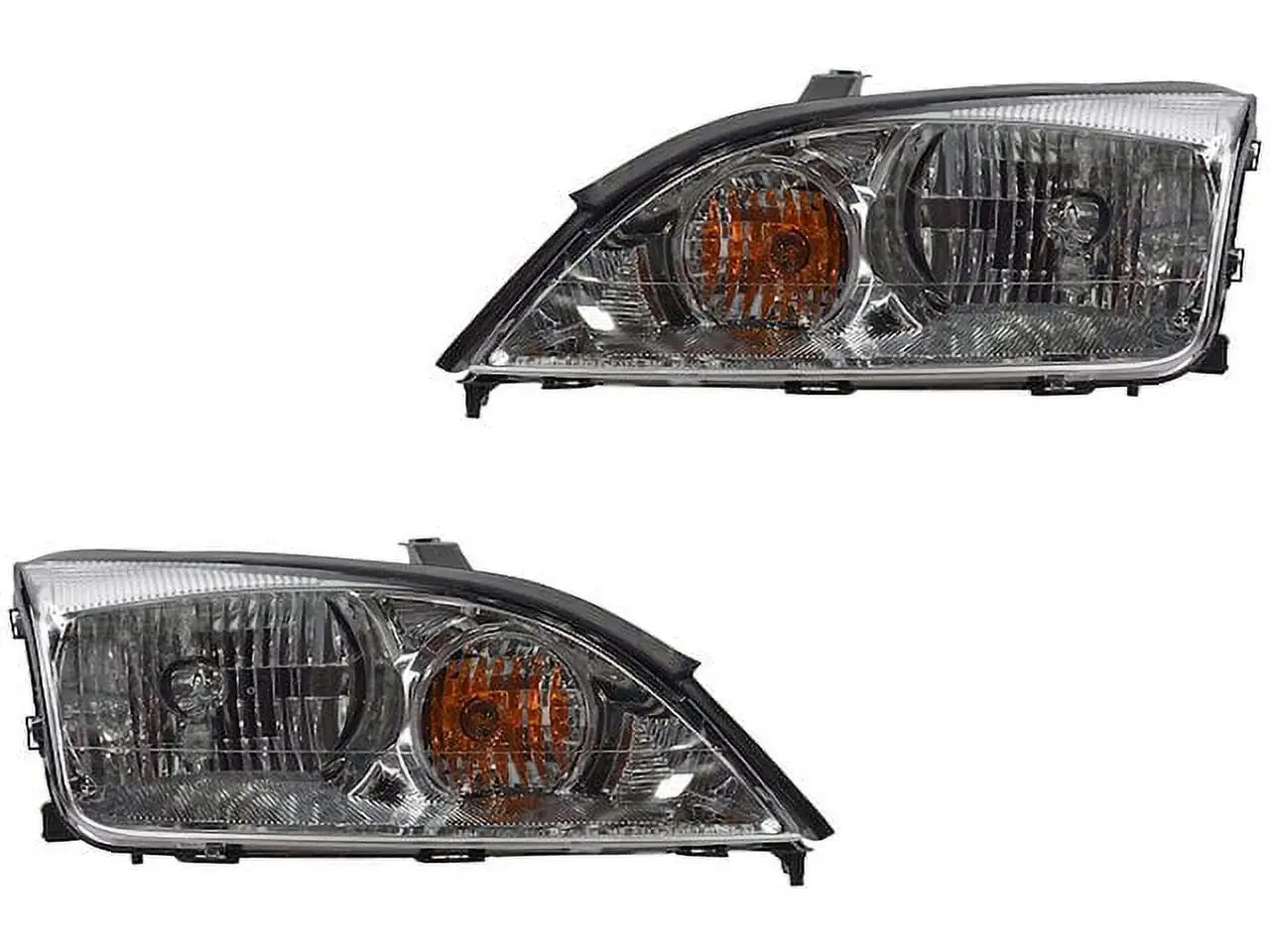 Halogen Headlight Assembly Set of 2 - Compatible with 2005 - 2007 Ford Focus 2006