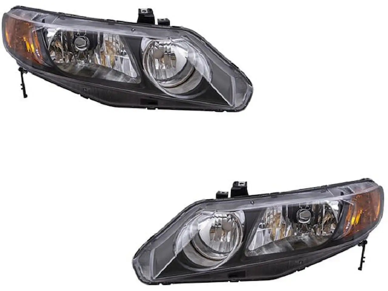 Halogen Headlight Assembly Set of 2 - Compatible with 2006 - 2008 Honda Civic Sedan 4-Door 2007