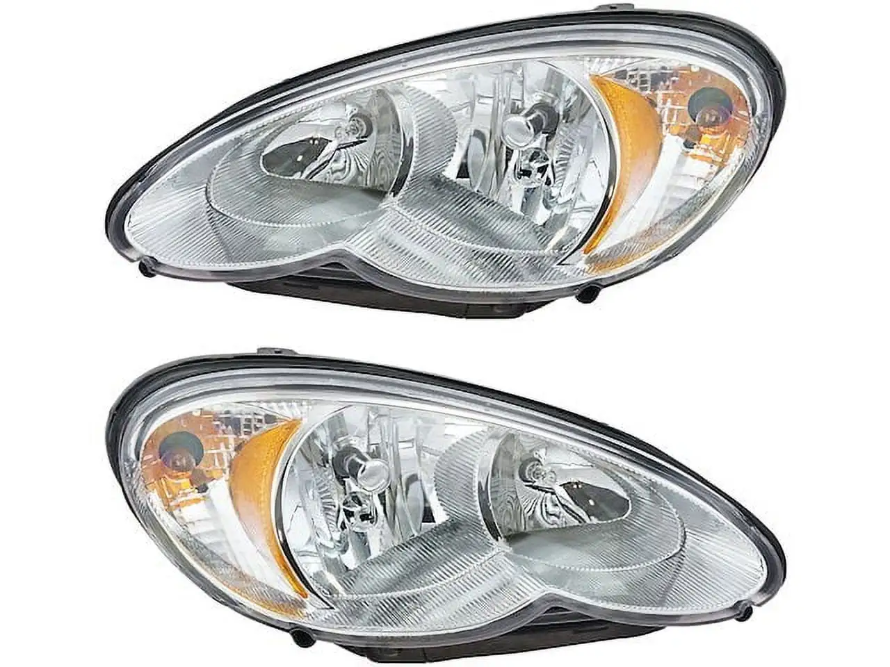 Halogen Headlight Assembly - Set of 2 - Compatible with 2006 - 2010 Chrysler PT Cruiser 2007 2008 2009