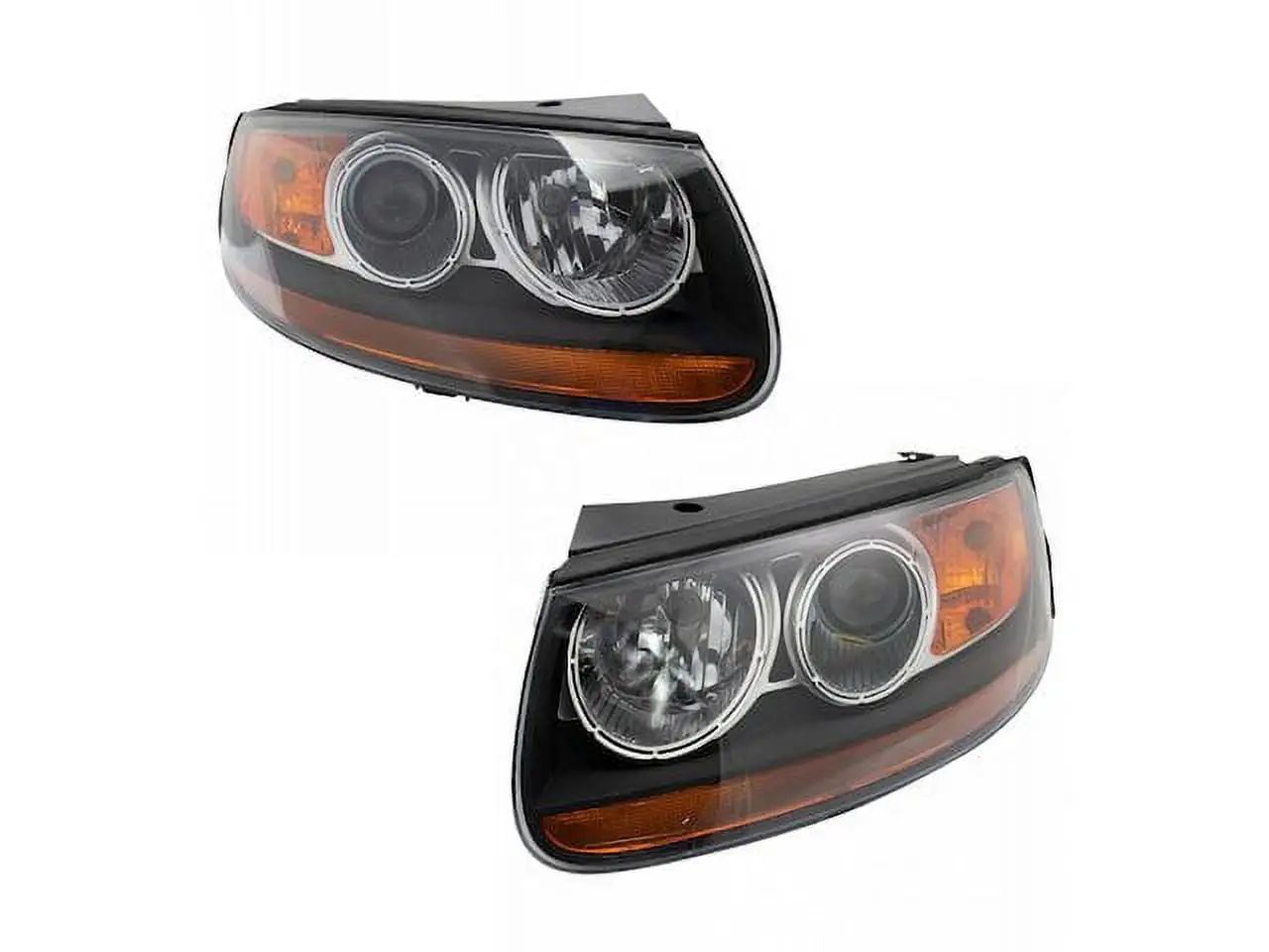 Halogen Headlight Assembly Set of 2 - Compatible with 2007 - 2009 Hyundai Santa Fe (From 7/11/2007) 2008