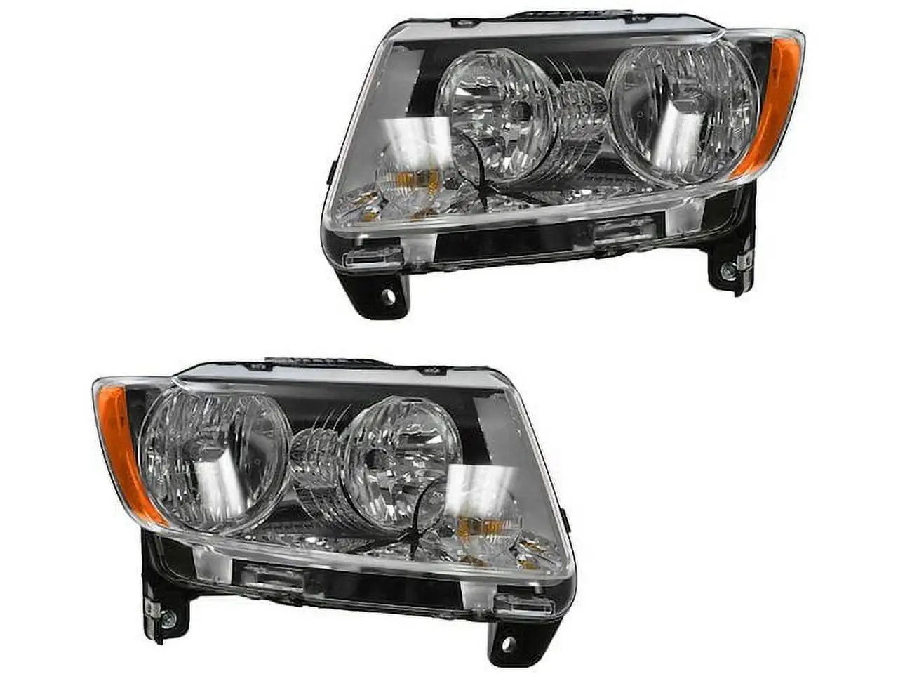 Halogen Headlight Assembly Set of 2 - Compatible with 2011 - 2013 Jeep Compass without Automatic Leveling Headlights 2012