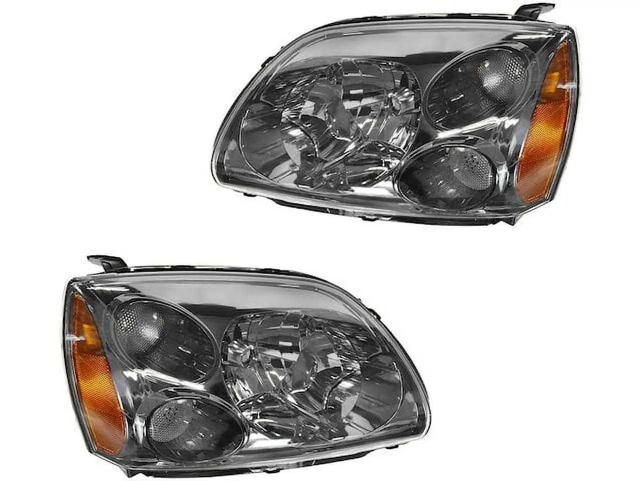 Halogen Headlight Assembly Set of 2 - Dark Bezel - Compatible with 2004 - 2012 Mitsubishi Galant 2005 2006 2007 2008 2009 2010 2011