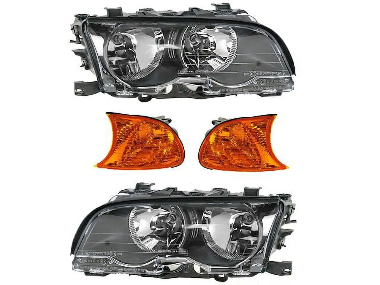 Halogen Headlight Assembly and Parking Light Kit - 4-Piece - Compatible with 2001 BMW 330Ci