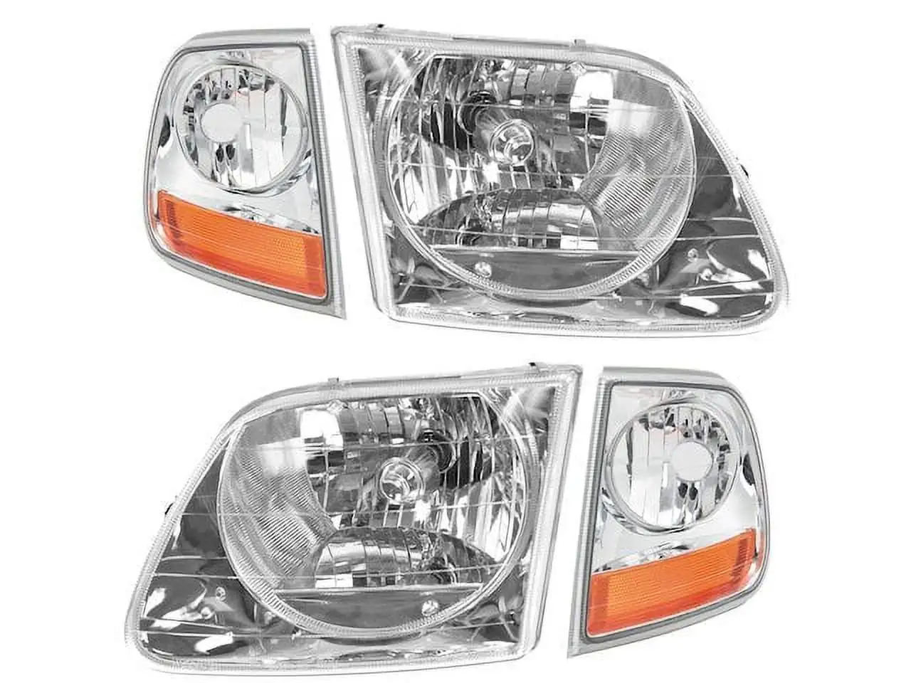 Headlight Assembly and Parking Light Kit - 4 Piece - Compatible with 1997 - 2003 Ford F-150 with Lightning Style (From 07/1996 Vehicle Production) 1998 1999 2000 2001 2002