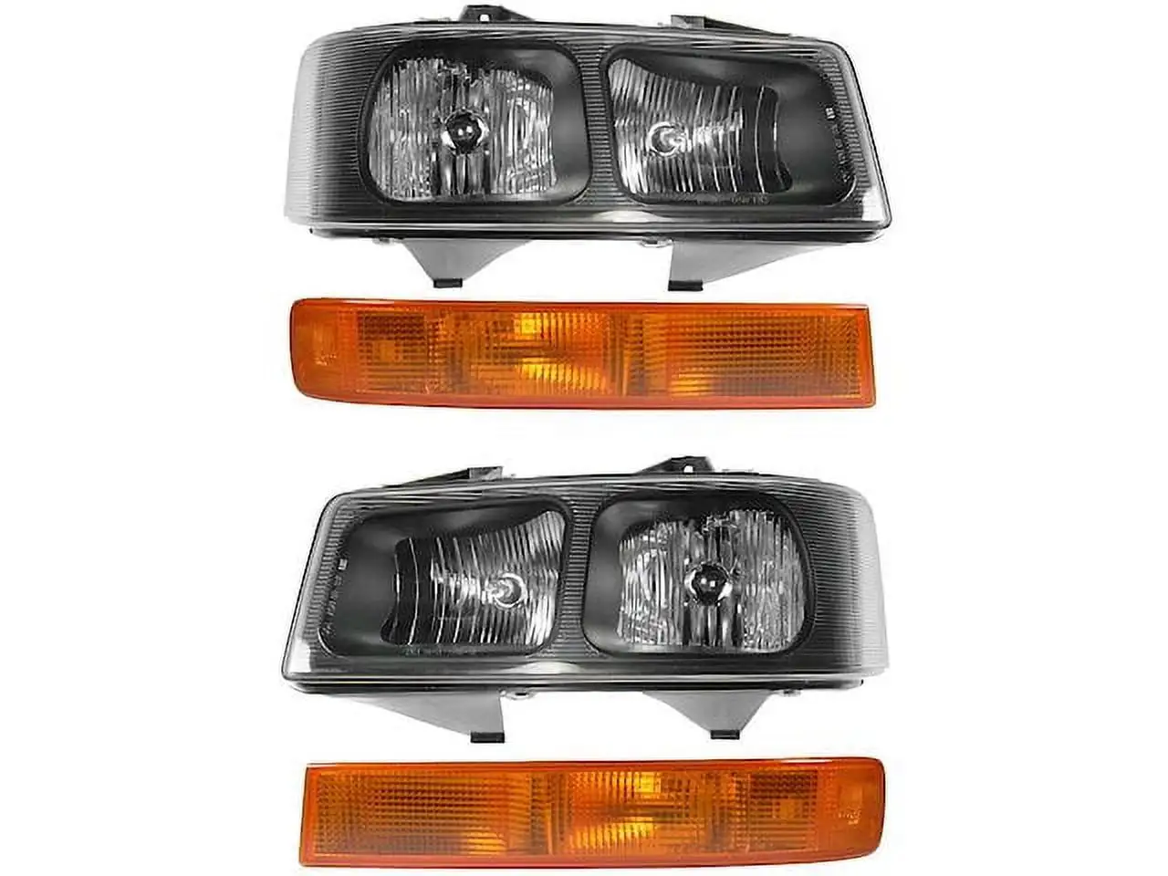 Headlight Assembly and Parking Light Kit - 4 Piece - Compatible with 2003 - 2019 Chevy Express 2500 2004 2005 2006 2007 2008 2009 2010 2011 2012 2013 2014 2015 2016 2017 2018