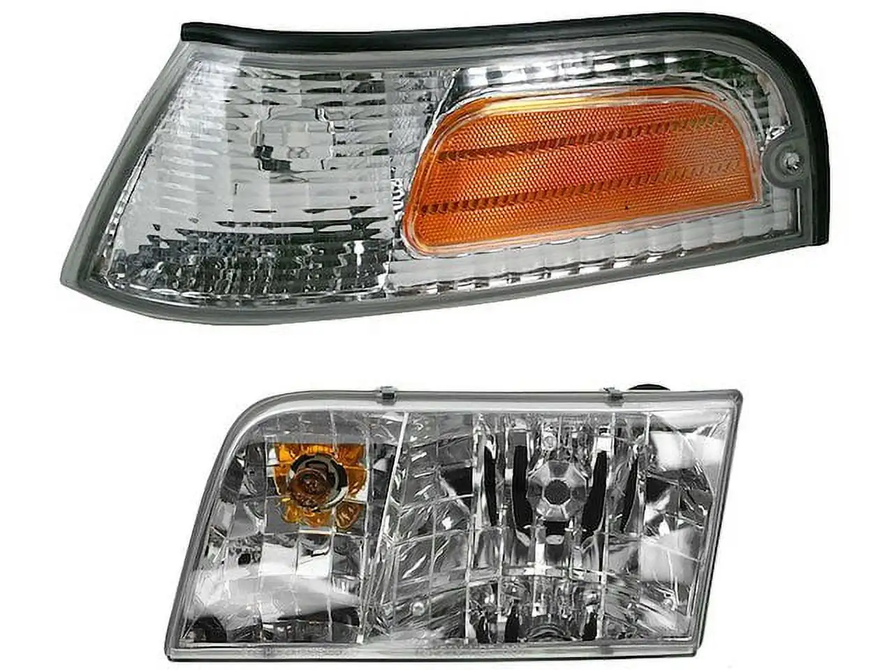 Headlight Assembly and Parking Light Kit - Compatible with 1998 - 2011 Ford Crown Victoria 1999 2000 2001 2002 2003 2004 2005 2006 2007 2008 2009 2010