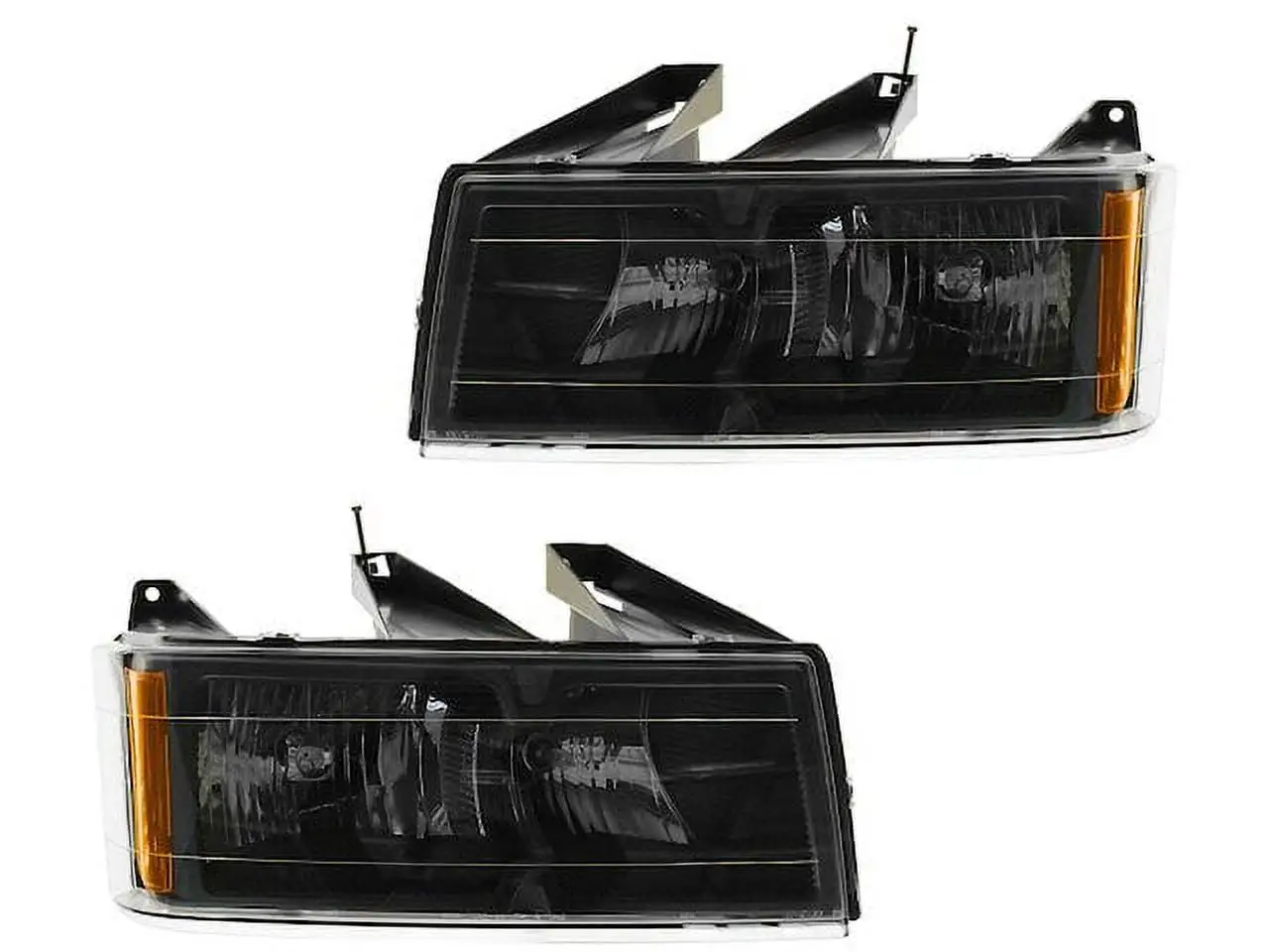 Headlight Assembly - Set of 2 - Black Bezel - Compatible with 2004 - 2012 GMC Canyon 2005 2006 2007 2008 2009 2010 2011