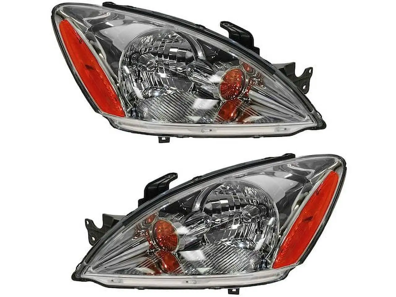 Headlight Assembly - Set of 2 - Clear Lens - Compatible with 2004 - 2007 Mitsubishi Lancer 2.0L 4-Cylinder 2005 2006