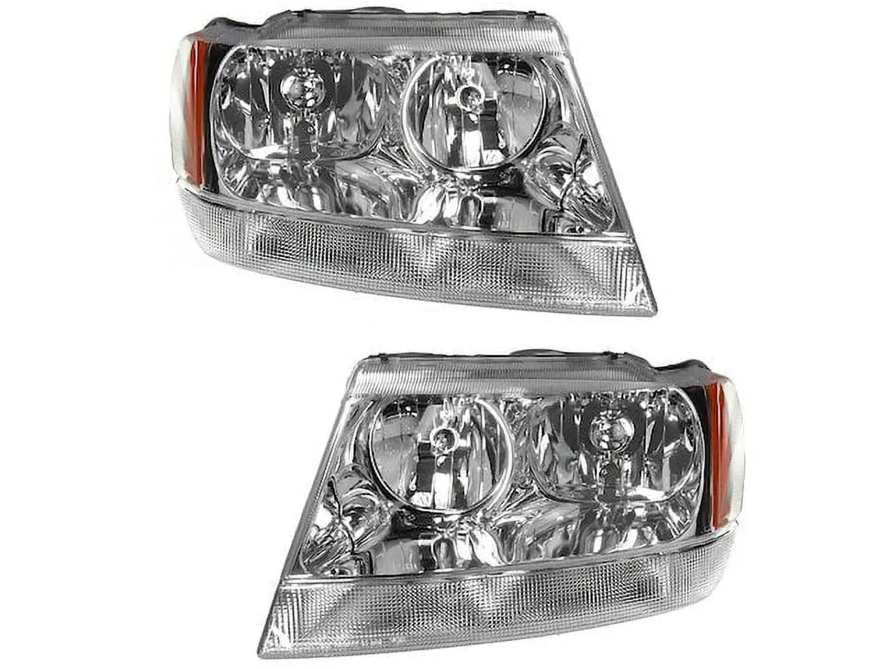 Headlight Assembly - Set of 2 - Compatible with 1999 - 2004 Jeep Grand Cherokee Limited 2000 2001 2002 2003