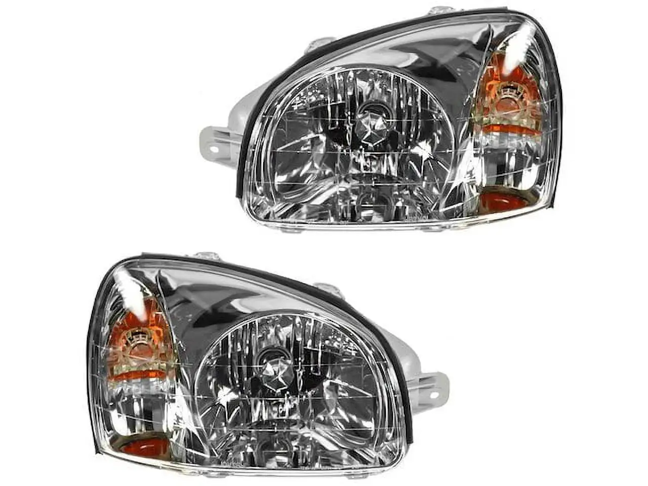 Headlight Assembly Set of 2 - Compatible with 2001 - 2003 Hyundai Santa Fe (Up To 3/03/2003) 2002