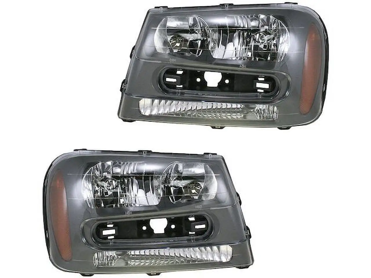 Headlight Assembly Set of 2 - Compatible with 2002 - 2006 Chevy Trailblazer EXT (with Full Width Grille Bar) 2003 2004 2005