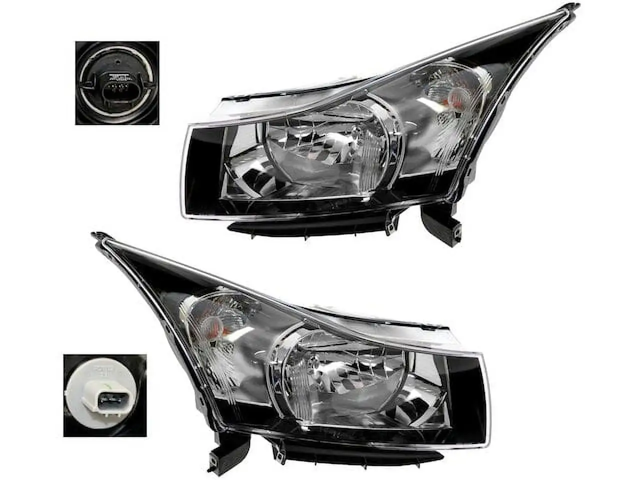 Headlight Assembly Set of 2 - Compatible with 2011 - 2012 Chevy Cruze (1st Design)