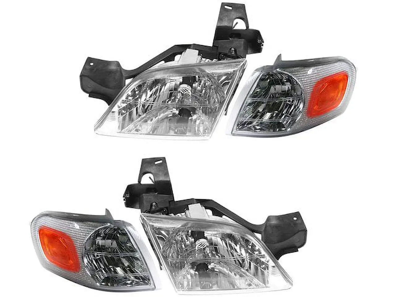 Headlight Assembly and Parking Light Kit - 4 Piece - Compatible with 1997 - 2004 Oldsmobile Silhouette 1998 1999 2000 2001 2002 2003