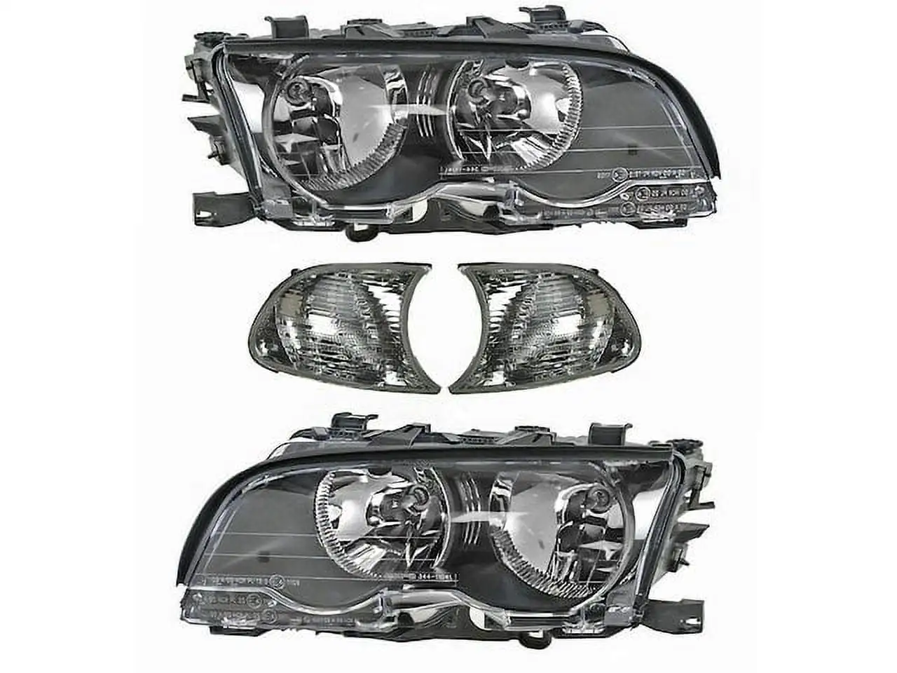 Headlight Assembly and Parking Light Kit 4 Piece - Compatible with 2000 BMW 323Ci