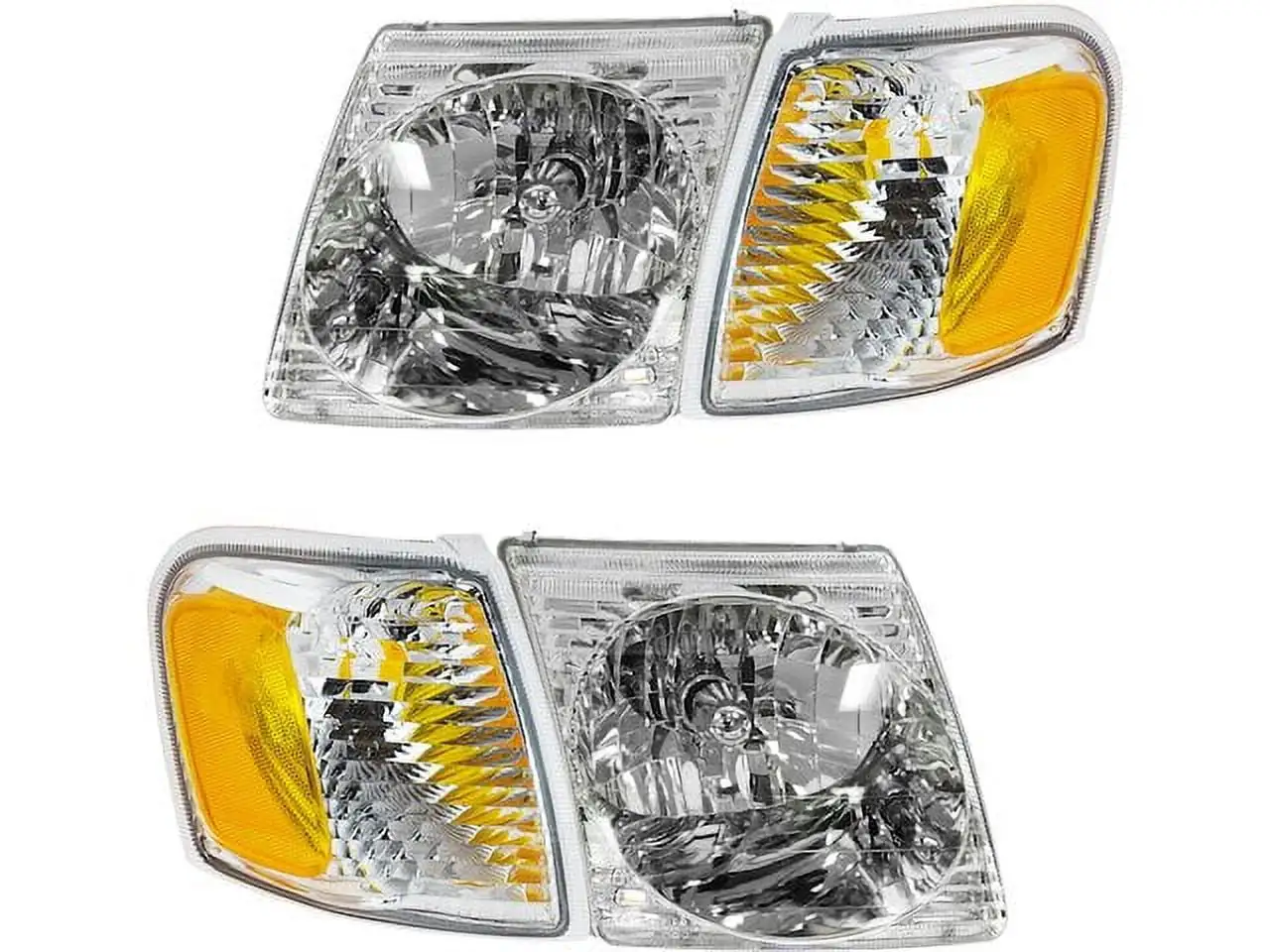 Headlight Assembly and Parking Light Kit - 4 Piece - Compatible with 2001 - 2005 Ford Explorer Sport Trac 2002 2003 2004