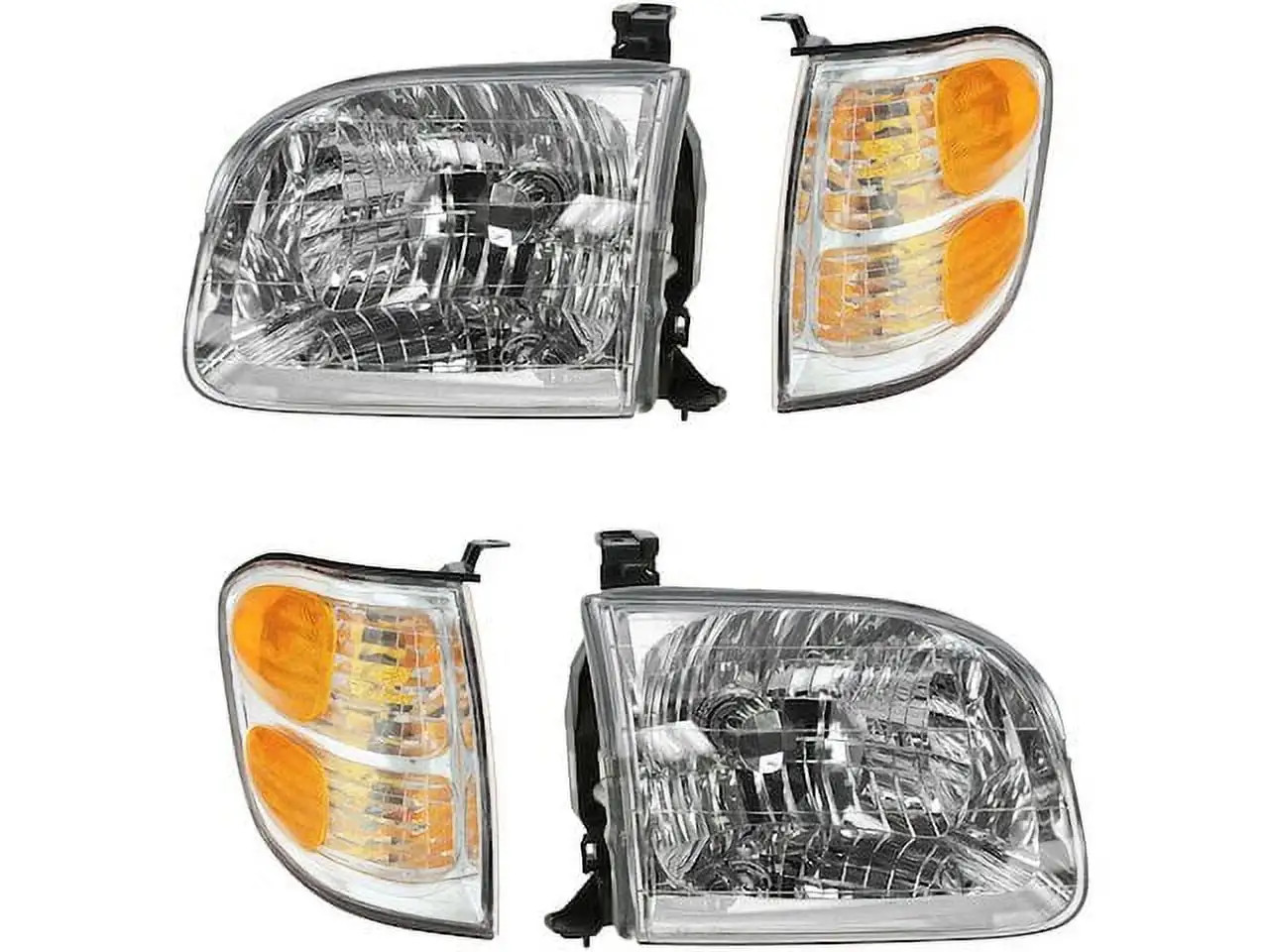 Headlight Assembly and Parking Light Kit 4 Piece - Compatible with 2004 Toyota Tundra Crew Cab Pickup