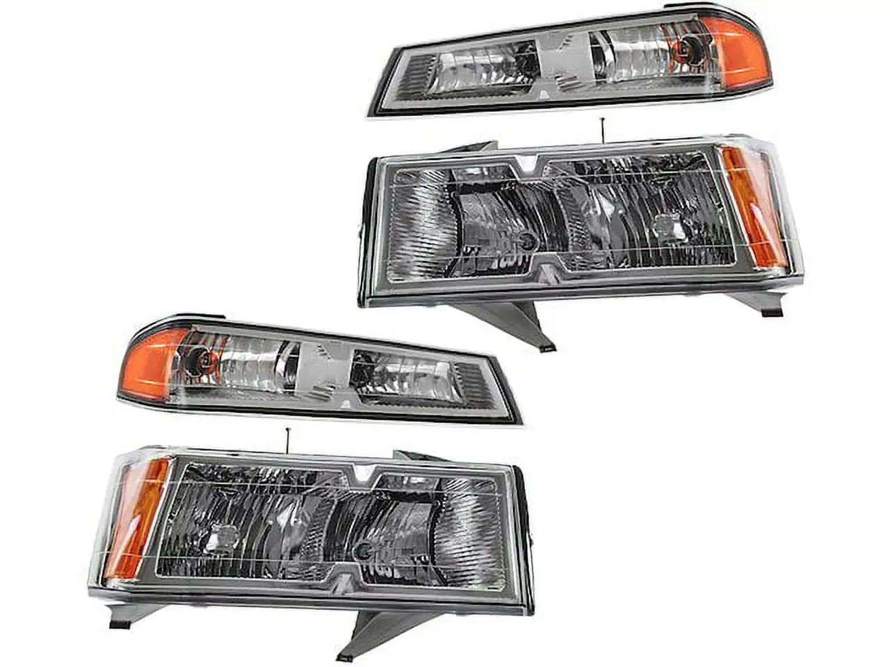 Headlight Assembly and Parking Light Kit - 4 Piece - with Chrome Bezel - Compatible with 2005 - 2008 Chevy Colorado (with Xtreme Package) 2006 2007