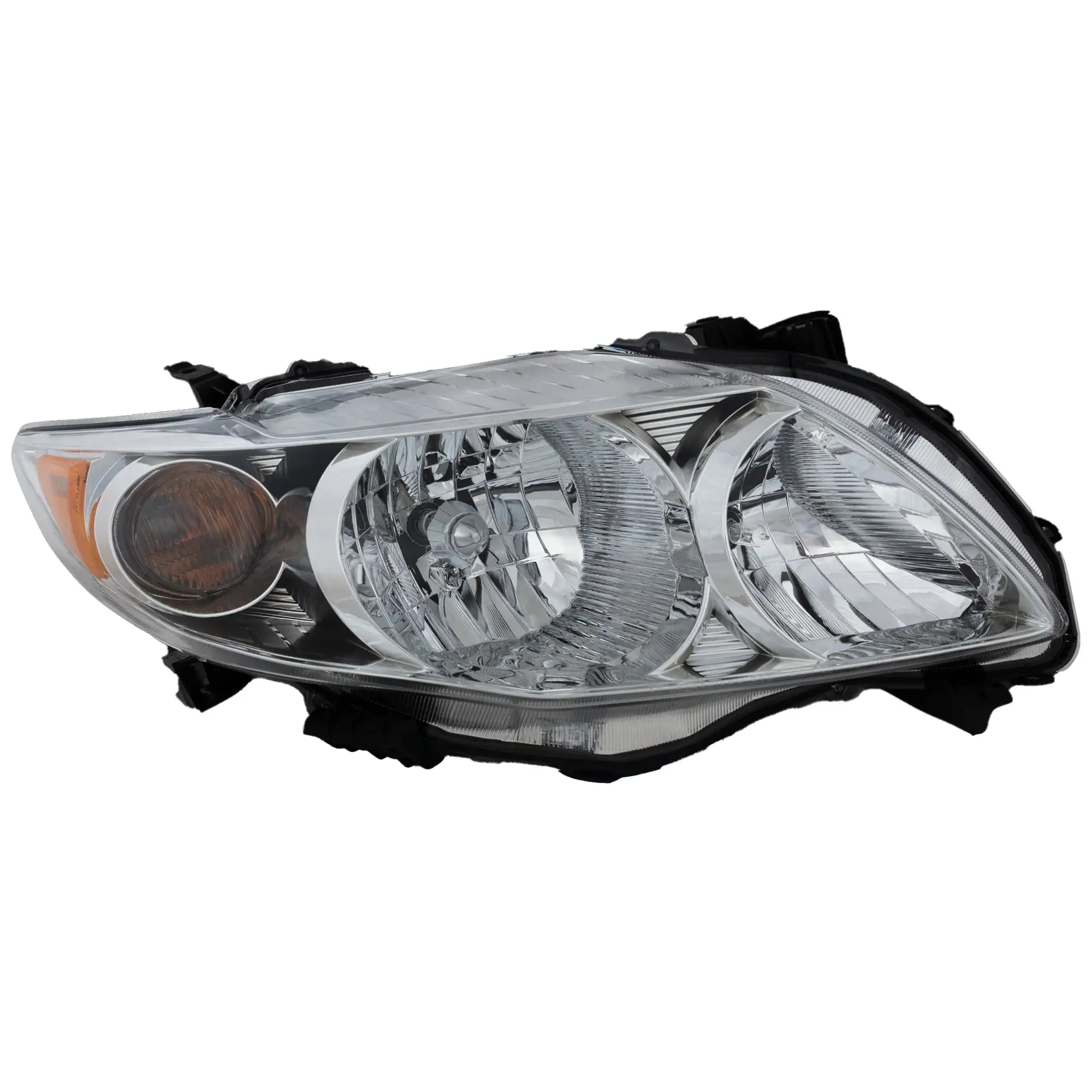 Headlight Compatible with TOYOTA COROLLA 2009-2010 RH Assembly Halogen Chrome Interior Base/CE/LE/XLE Models North America Built