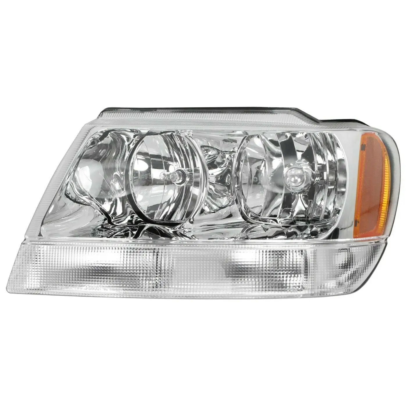 Headlight For 99-04 Grand Cherokee Sport Utility Left Chrome Housing With Bulb Fits select: 1999-2004 JEEP GRAND CHEROKEE LIMITED