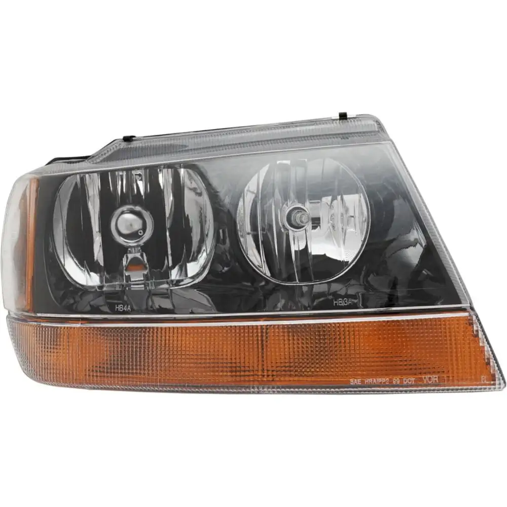 Headlight Right Black Int with Amber Signal Lens For 1999-2004 Grand Cherokee