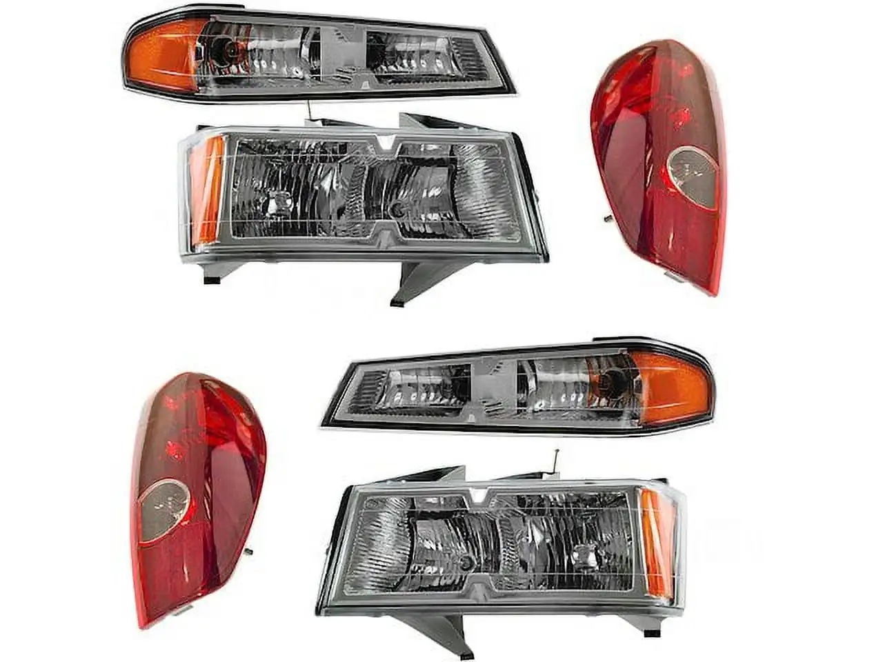 Headlight Tail Light Parking Light Kit - 6 Piece - with Chrome Bezel - Compatible with 2005 - 2008 Chevy Colorado with Xtreme Package 2006 2007