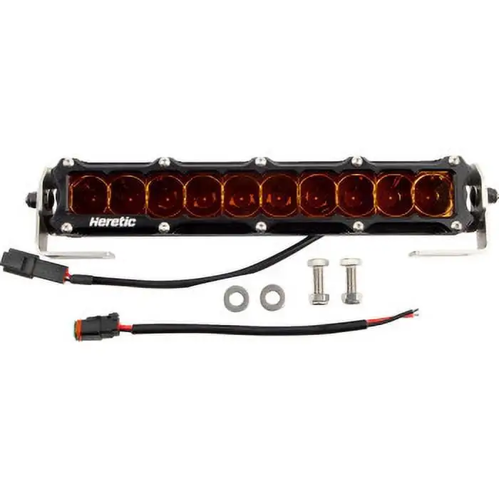 Heretic Studio 51005 6-Series Light Bar - 10in. (12in. x 2in. x 1.5in.) - Black Spot Light with Amber Lens