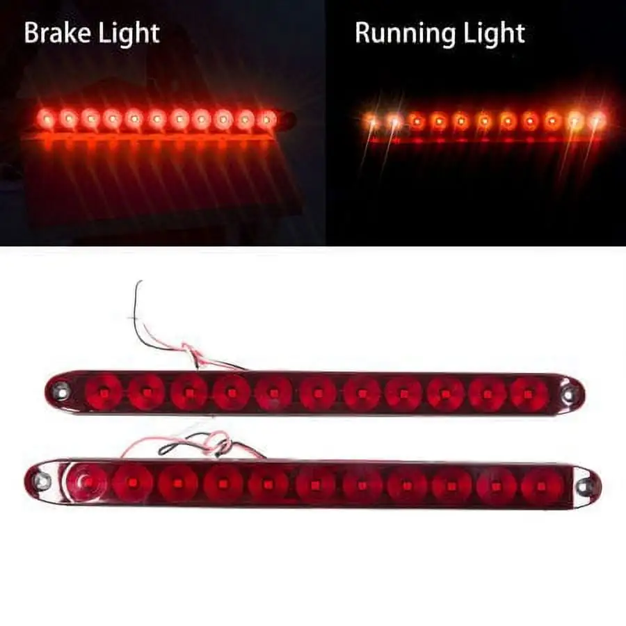 Kojem 2pcs Red 11 LED Stop Brake Turn Tail 15 Truck RV Trailer Car Submersible light Bar