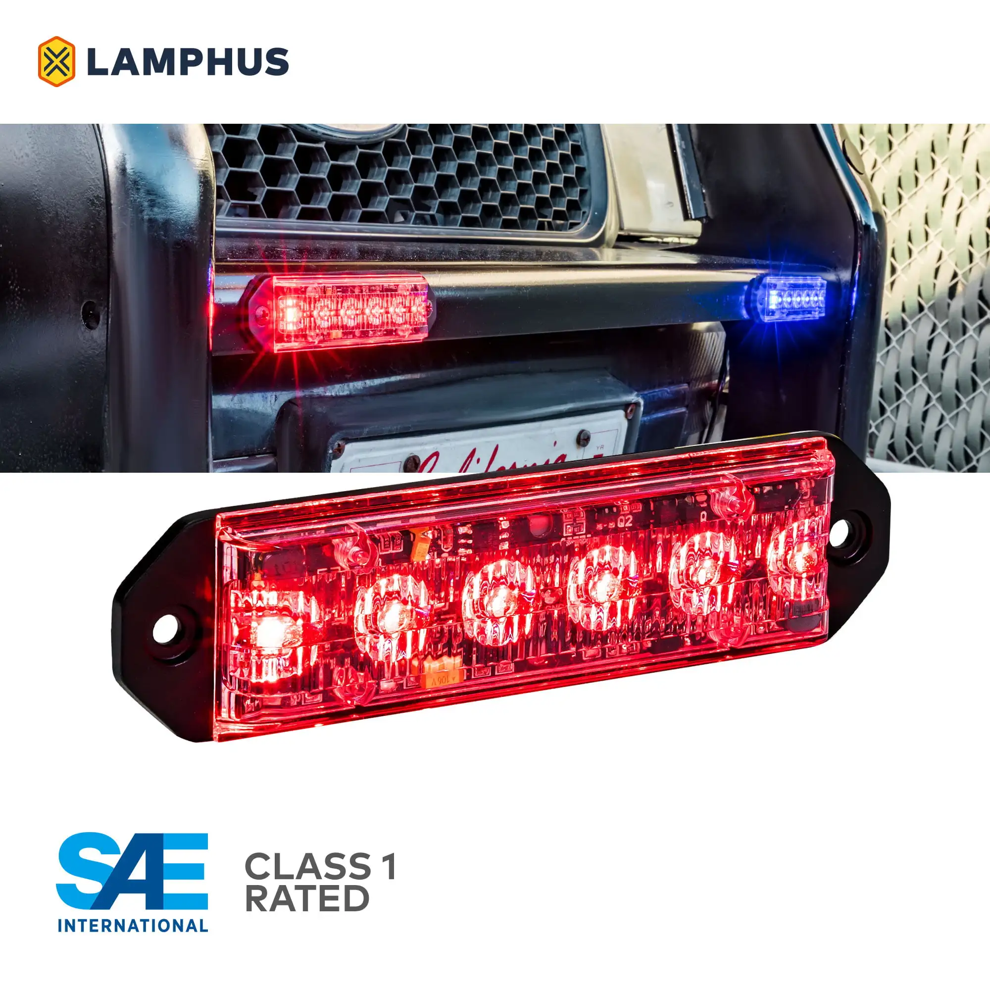 LAMPHUS PlanarFlash PFLH06 Ultra Flat LED light head [SAE Class 1] [72 Paterns] [180?? of Coverage] [Fits in Small Places] Warning Lights for Police & Emergency Vehicles - Red / Red