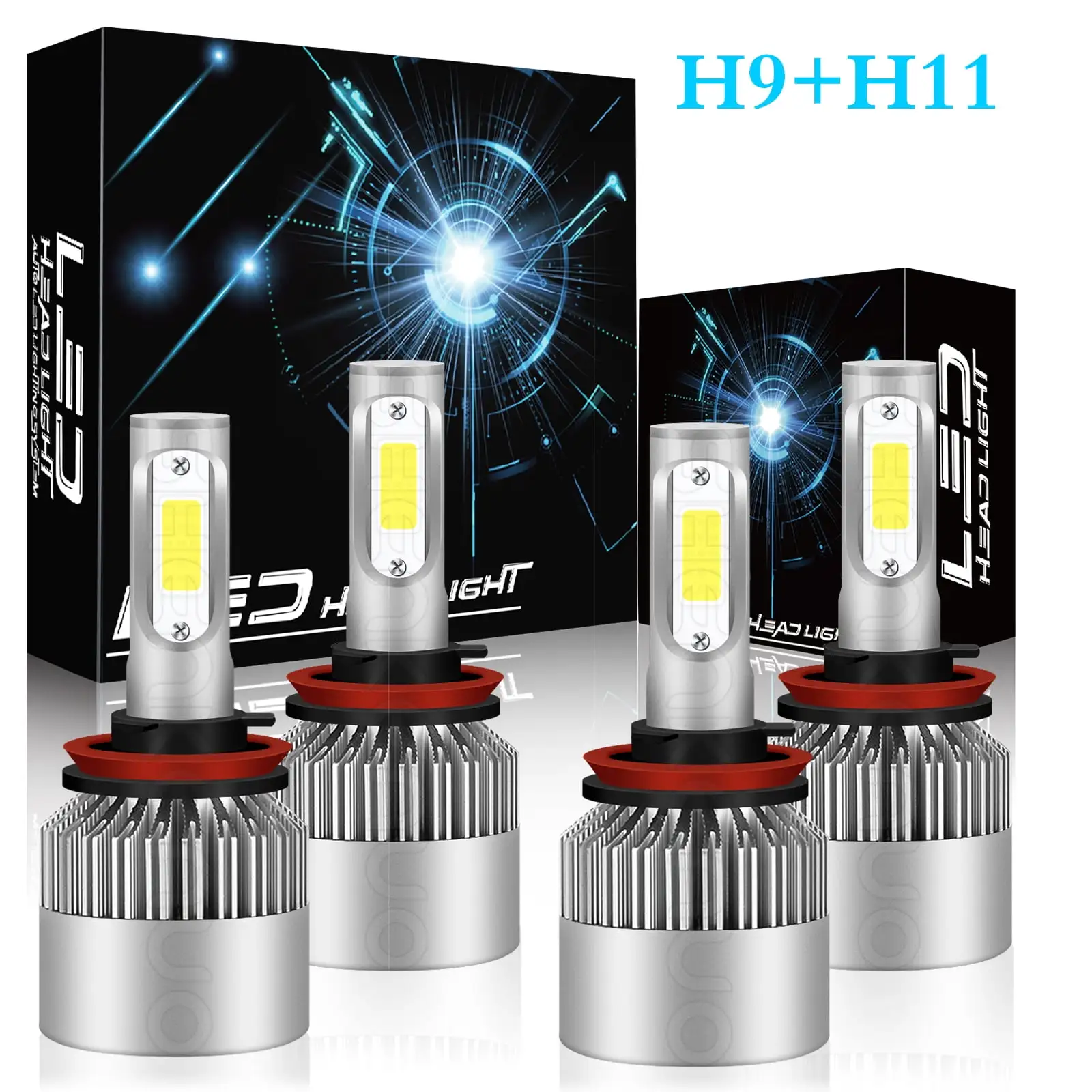 LED Headlight Bulbs Conversion Kit H9 H11 fit for 2017 2018 2019 2020 Jeep Grand Cherokee