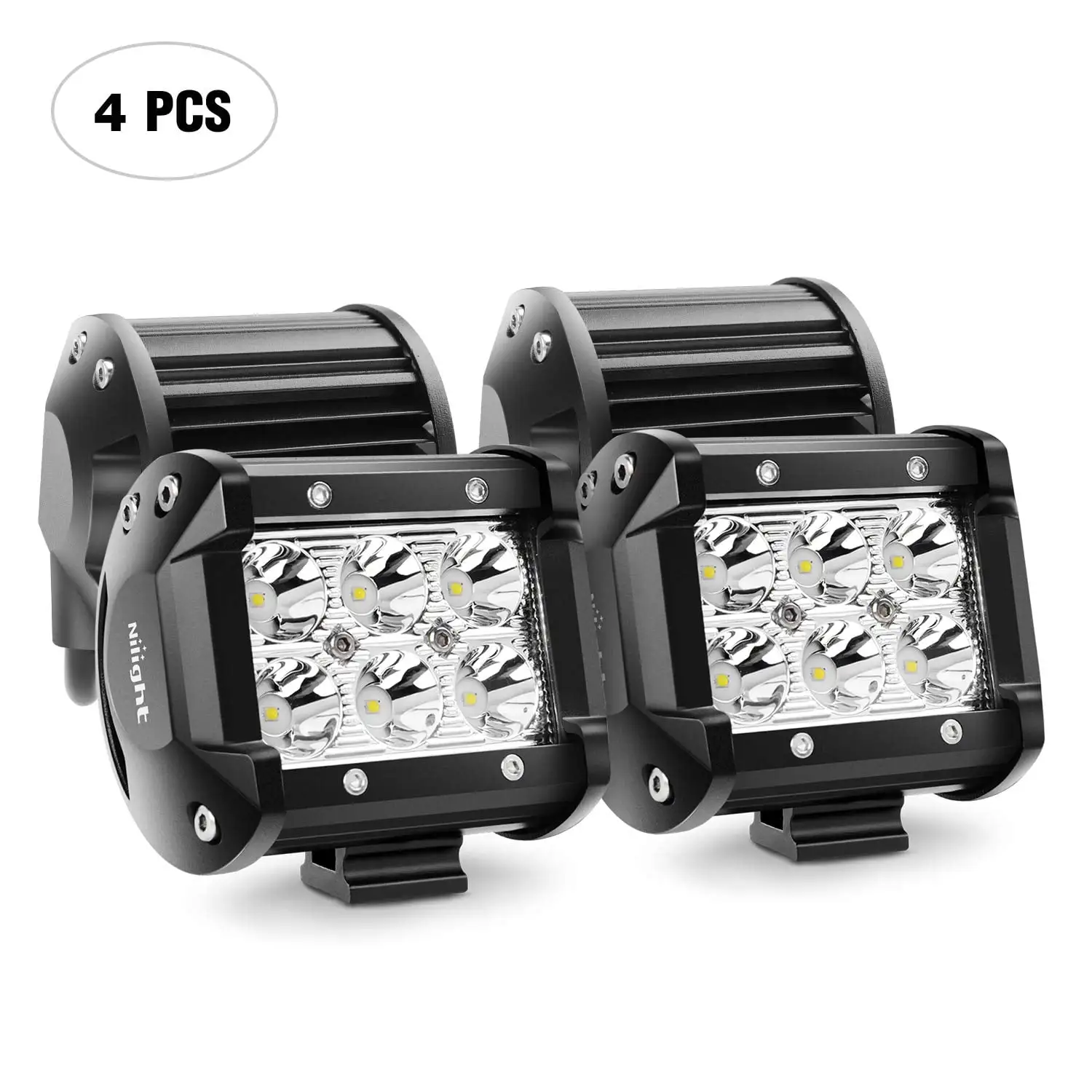 LED Light Bar Nilight 4PCS 18W 1260lm Spot led pods Driving Fog Light Off Road Lights Bar Jeep Lamp.2 years Warranty