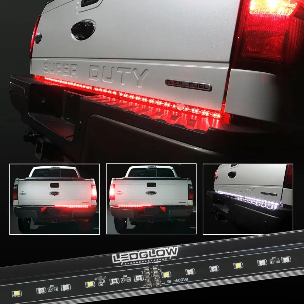 LEDGlow 60 Red Tailgate LED Light Bar with White Reverse Lights for Full Size Trucks