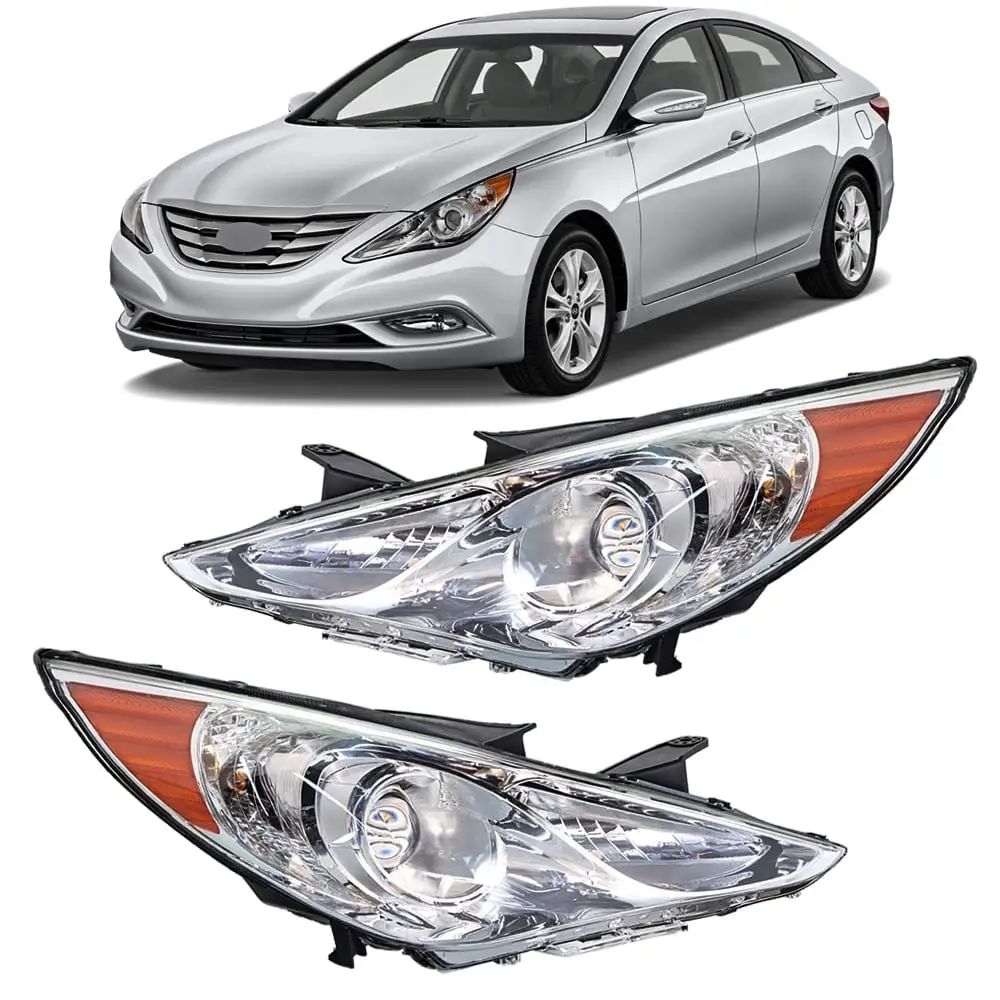 Labwork 2pcs Headlights Assembly Headlamps Housing L&R Fit for 2011 2012 2013 2014 Hyundai Sonata