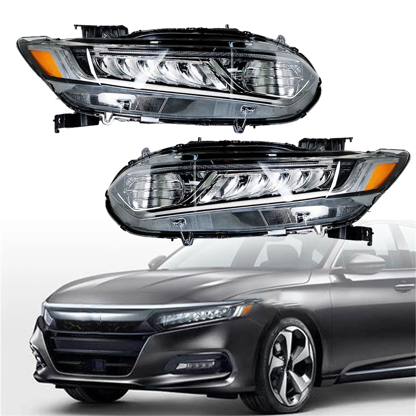 Labwork For Honda Accord 2018-2020 Black Housing LH&RH Headlights Headlamps Assembly