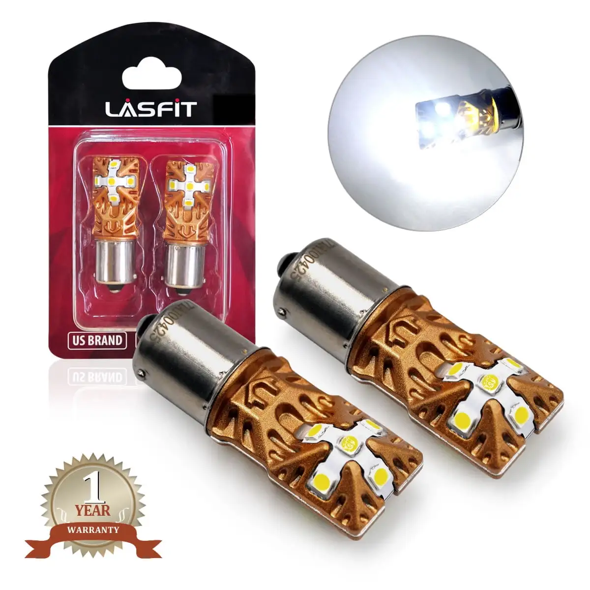 Lasfit 1156 7506 1141 LED Bulbs for Back Up Reverse Lights. Daytime Running Lights. Polarity Free 6000K Xenon White