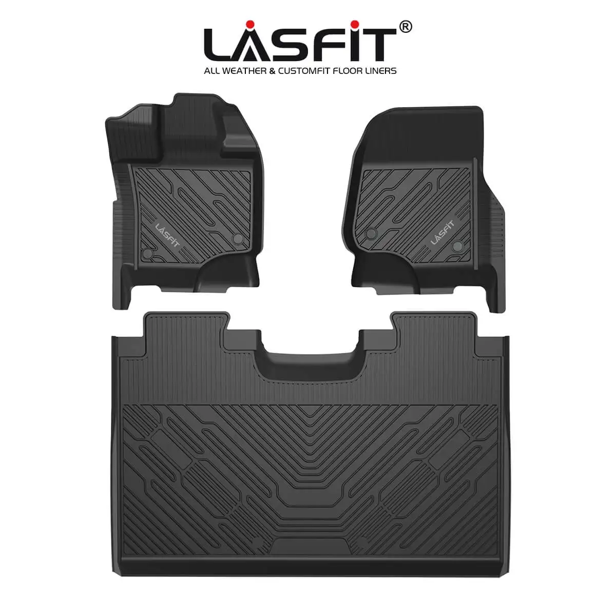 Lasfit 2022 2021 2020 2019 2018 Ford F-150 Crew Cab Floor Mats w/Front Bucket Seating. All Weather Mats Custom Fit Floor Liners Set TPE Material. Black