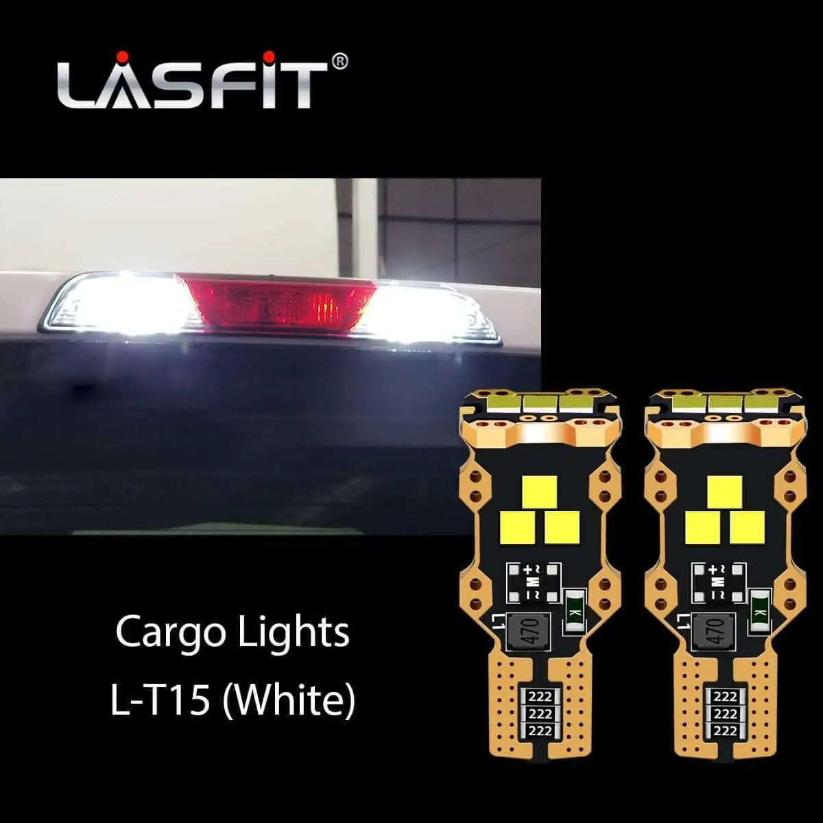 Lasfit T15 921 912 Auto LED Bulbs. Trunk Cargo Light Bulbs for Ford F-150 2015-2020. Xenon White (2pcs)