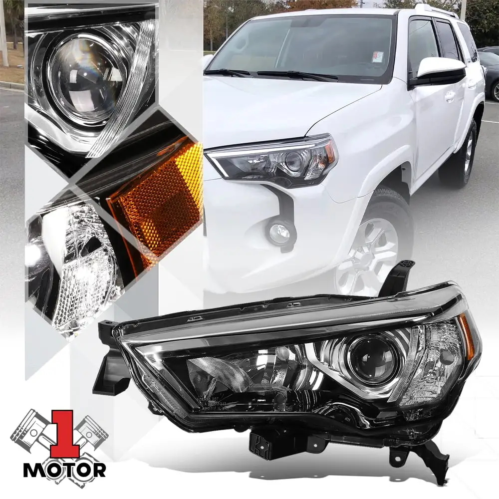 Left Driver Side Chrome Projector Headlight Assembly for 14-20 Toyota 4Runner 15 16 17 18 19