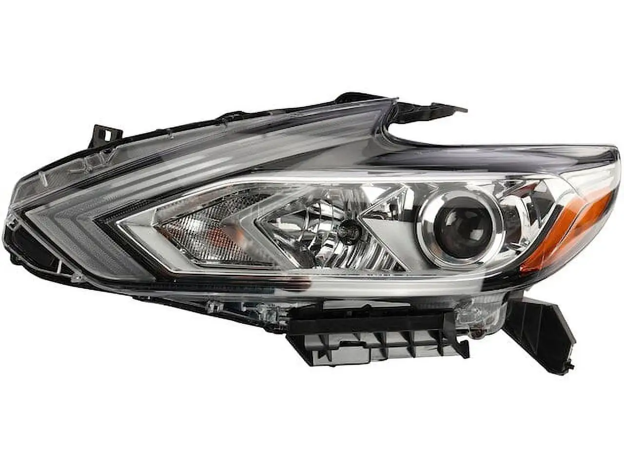 Left Driver Side Halogen Headlight Assembly - Black Bezel - Compatible with 2016 - 2018 Nissan Altima (without LED Running Lights) 2017