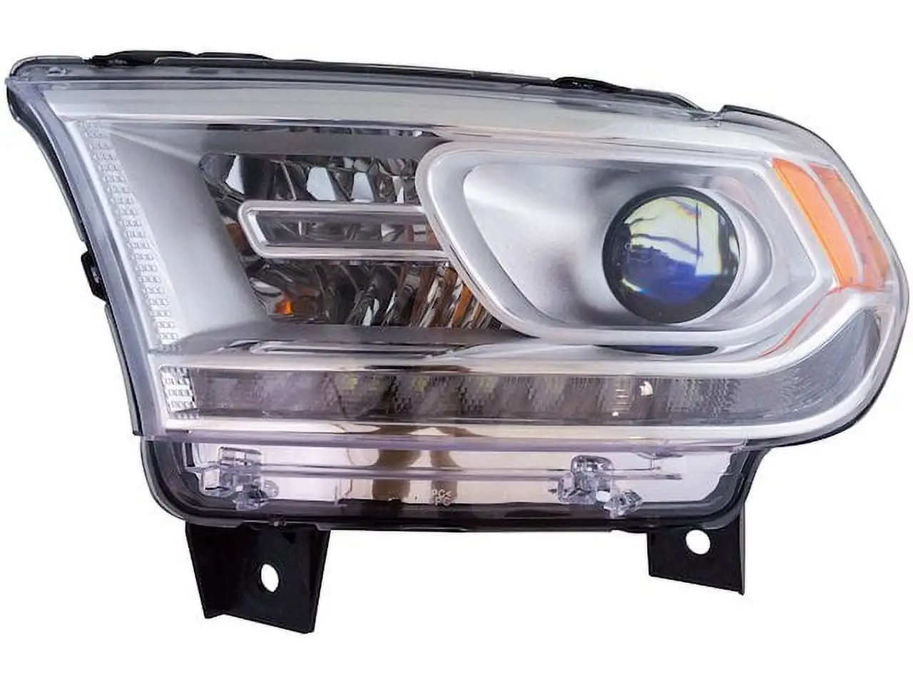 Left Driver Side Halogen Headlight Assembly - Chrome Bezel - with LED Daytime Running Light - Compatible with 2014 - 2017 Dodge Durango 2015 2016