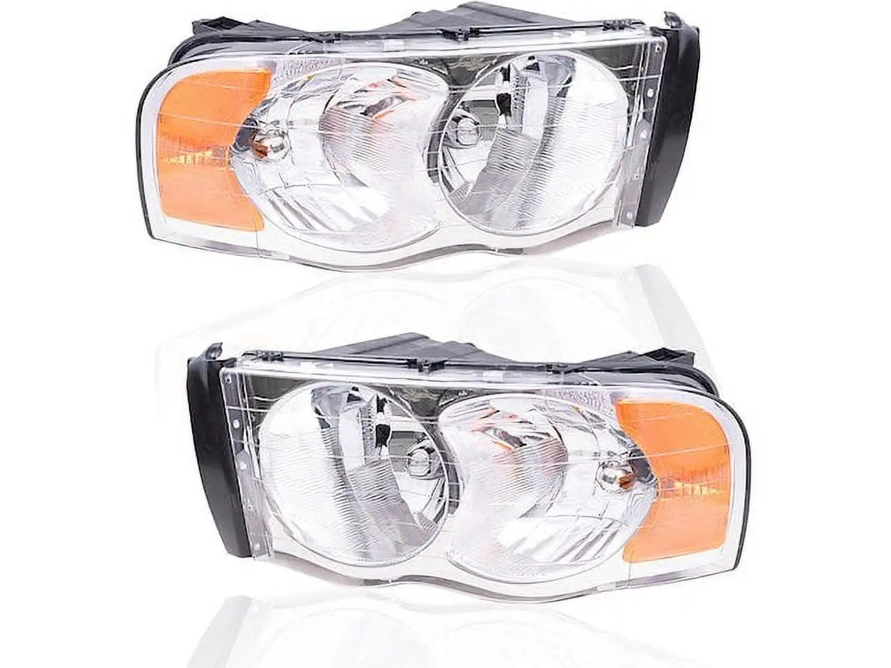 Left Driver Side Halogen Headlight Assembly - Set of 2 - Compatible with 2002 - 2005 Dodge Ram 1500 2003 2004