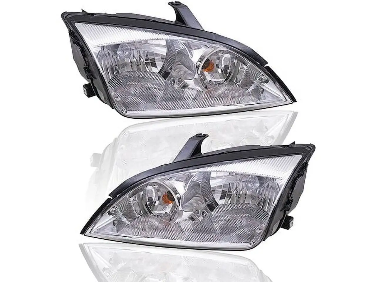 Left Driver Side Halogen Headlight Assembly - Set of 2 - Compatible with 2005 - 2007 Ford Focus 2006