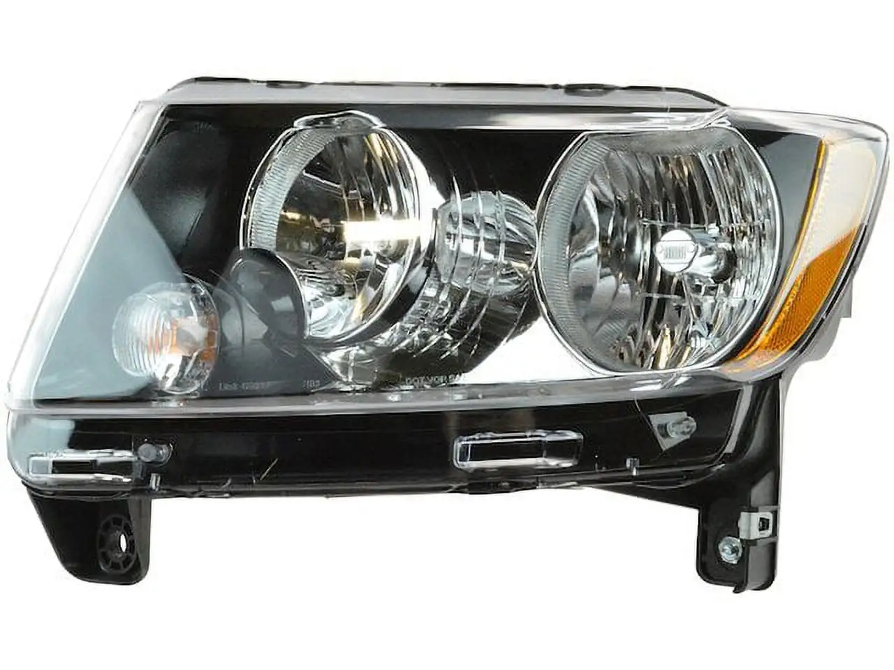 Left Driver Side Halogen Headlight Assembly - with Black Bezel - Compatible with 2013 - 2017 Jeep Compass 2014 2015 2016