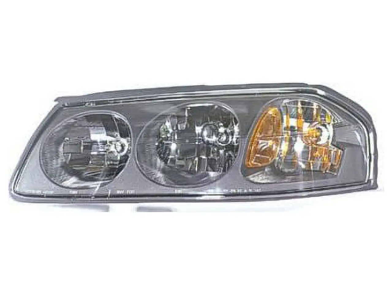 Left Driver Side Headlight Assembly - Black Bezel with Bulb Shield Over Center Bulb - Compatible with 2000 - 2004 Chevy Impala (Up To 2/05/2004) 2001 2002 2003