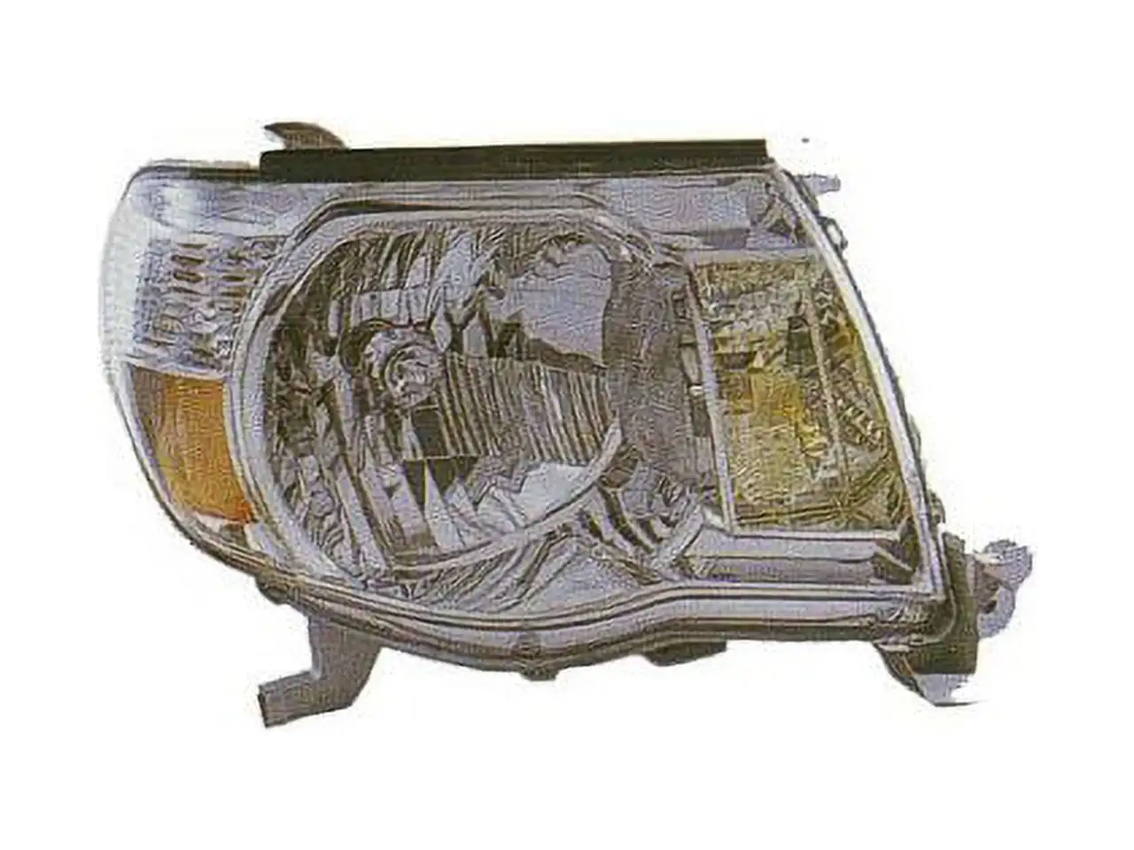 Left Driver Side Headlight Assembly - Chrome Bezel - Compatible with 2005 - 2011 Toyota Tacoma 4WD / RWD 2006 2007 2008 2009 2010