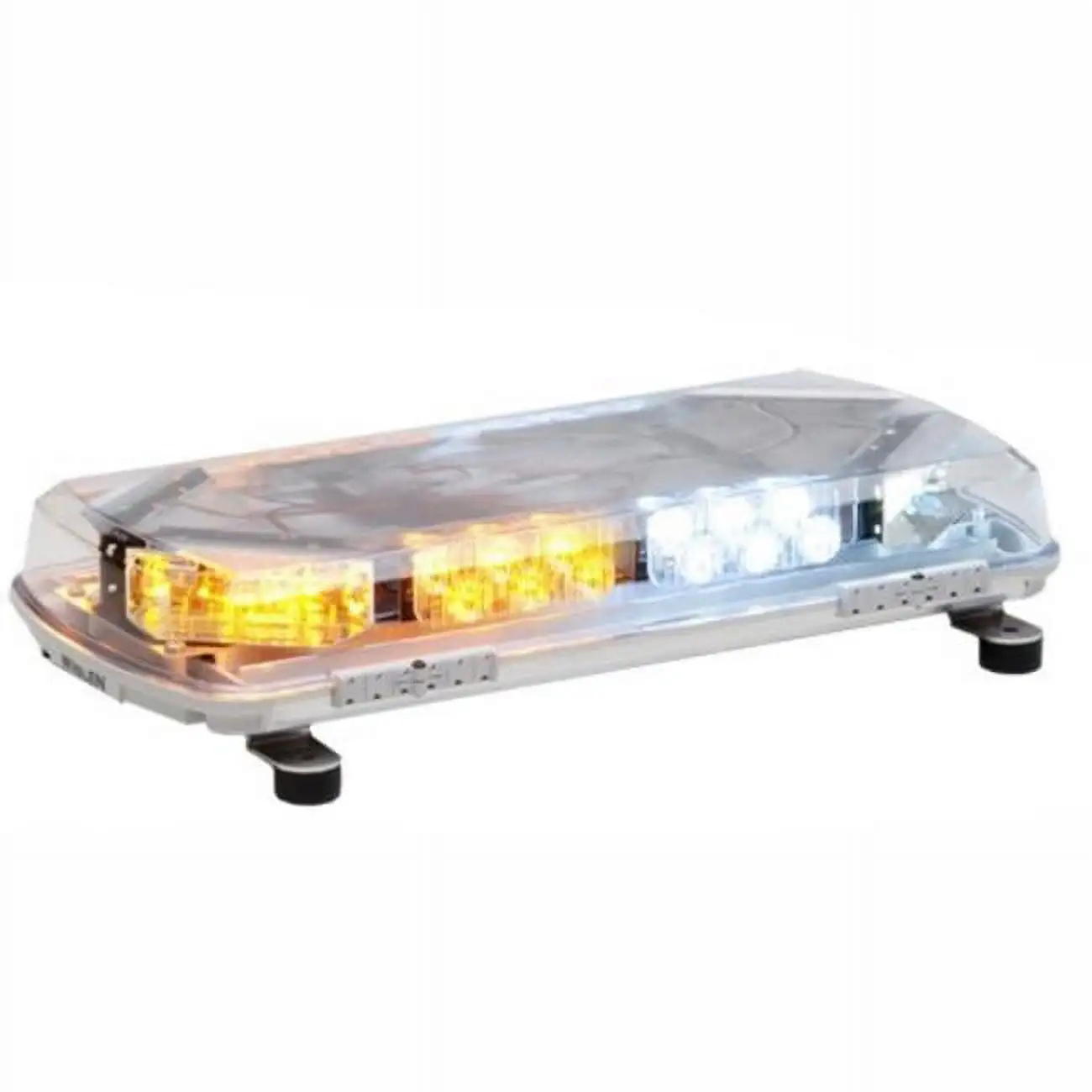 MC16PF 16 in. Mini Century Lightbar with Permanent Mount - Clear. Split Amber & White