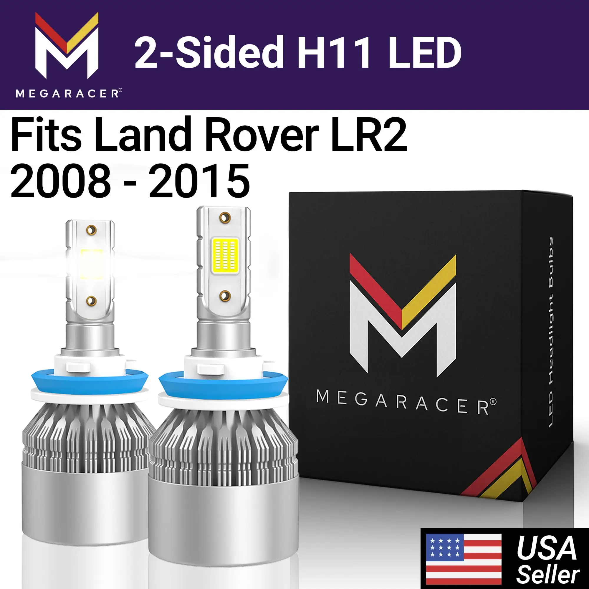 Mega Racer Land Rover LR2 H11 H9 H8 LED Headlight Bulb 6000K Diamond White 12V Land Rover LR2 2008 2009 2010 2011 2012 2013 2014 2015 08 09 10 11 12 13 14 15 Low Beam/ Fog Light Automotive Replacement