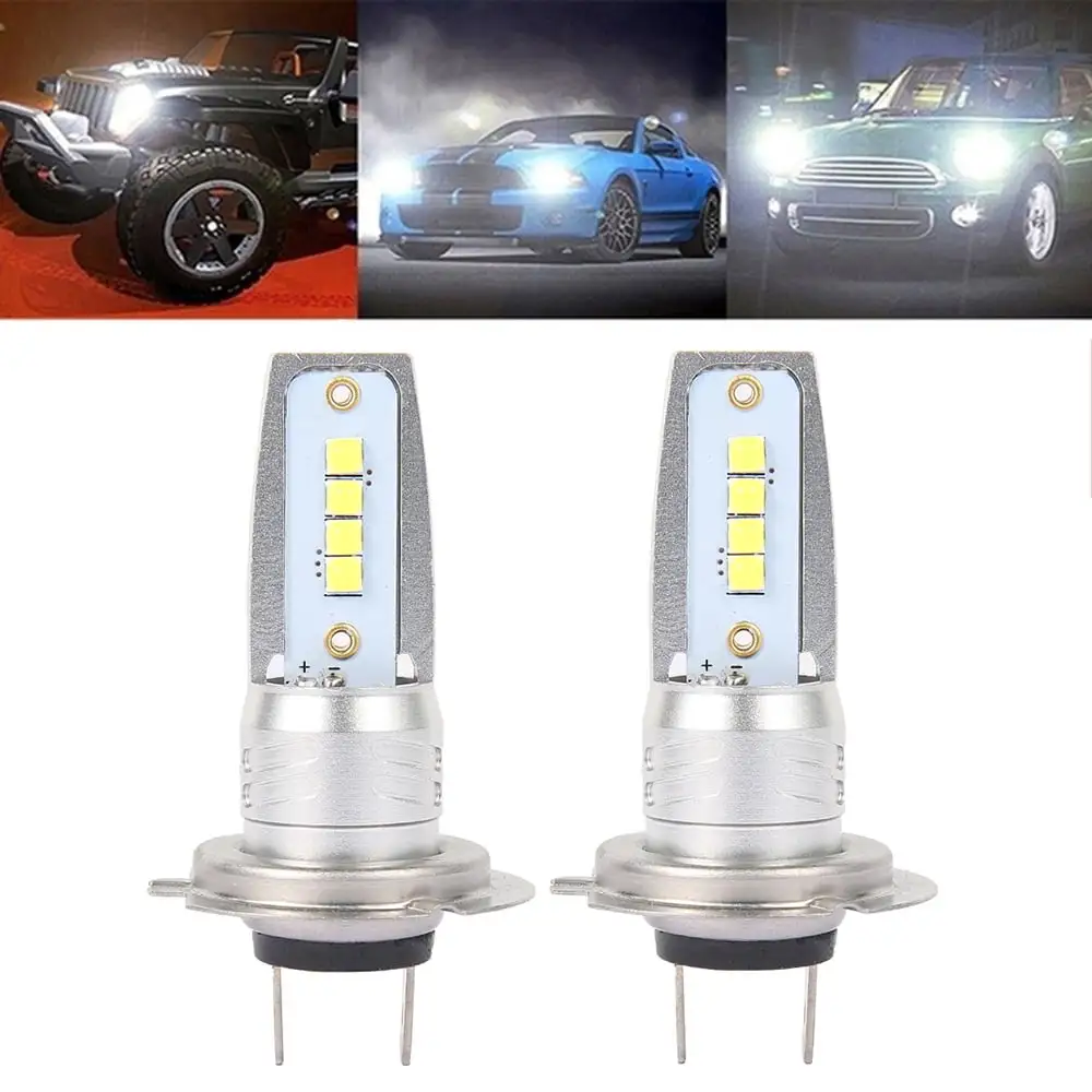 Miuline H7 LED Car Headlights. 55W Super Bright LED Headlights Conversion Kit 6500K Cool White IP68 Waterproof. Pack Of 2