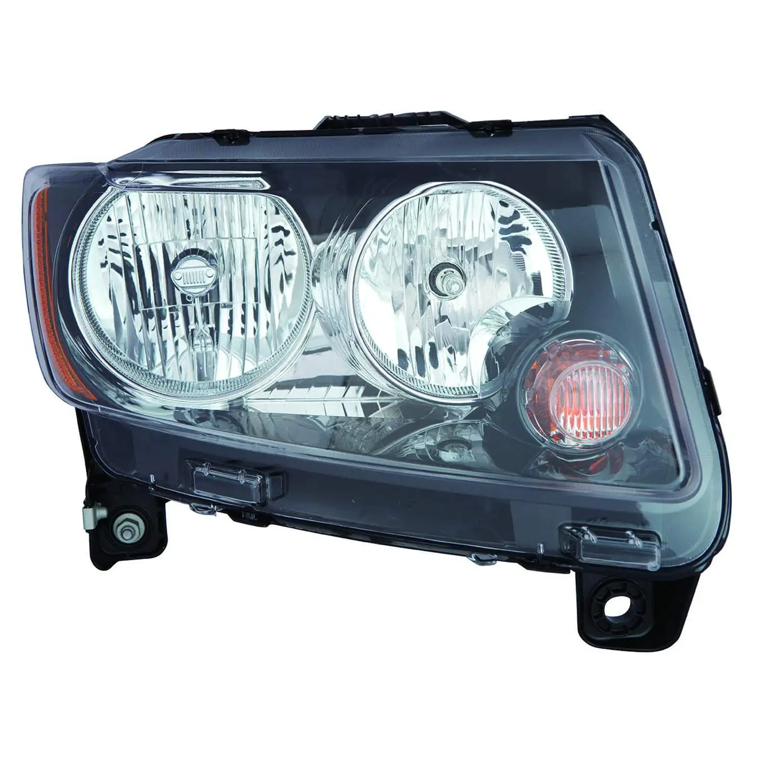 New CAPA Certified Standard Replacement Passenger Side Headlight Assembly. Fits 2013-2016 Jeep Compass Mk