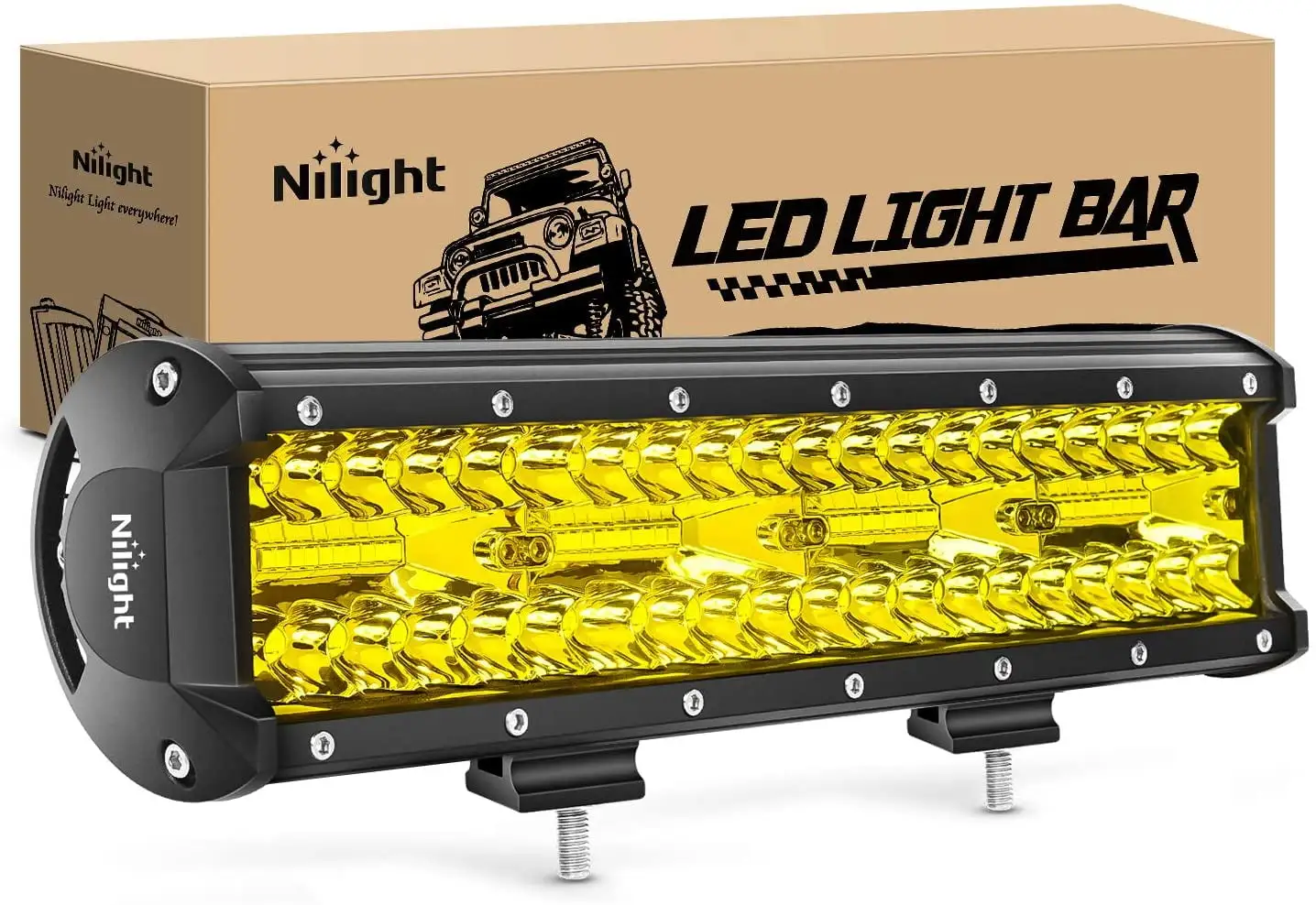 Nilight 12 Inch 240W Amber Lights Triple Row Spot & Flood Combo 30000LM Bar Driving Boat Led Off Road Lights for Trucks